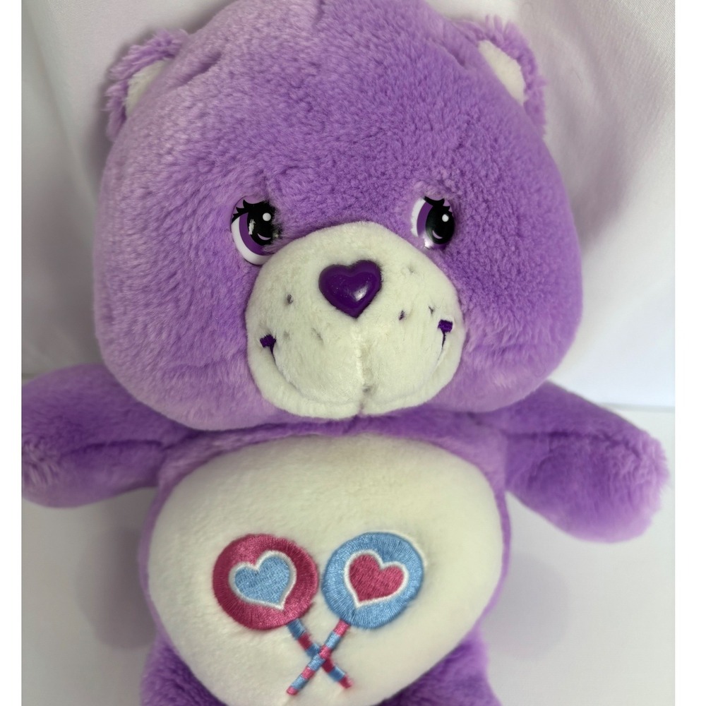 Vintage Care Bears Share Bear Purple Plush 2002 Lollipop 13inch Stuffed Toy Y2K - Picture 2 of 11